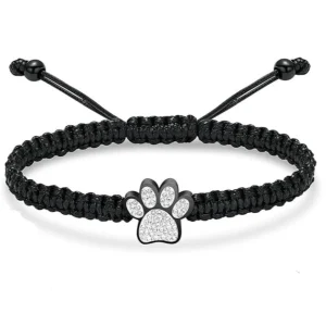 Asarmband dierenpoot zwart Zirkonia