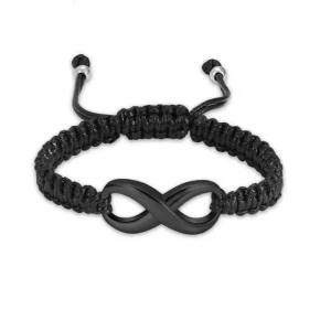 Asarmband Infinity Zwart Edelstaal – elke polsmaat passend