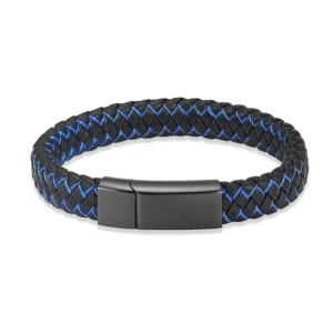 Asarmband leer blauw patroon