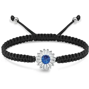 Asarmband zonnebloem blauw koord