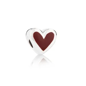 Asbedel – Zilver, Hart wijnrood emaille kleur
