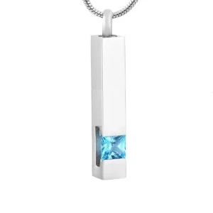 Ashanger Cilinder – Edelstaal blauwe Zirkonia steen