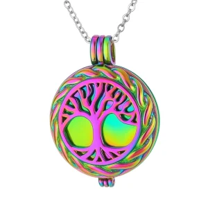 Assieraad regenboog levensboom medaillon rvs