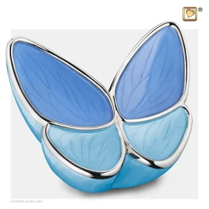 Blauwe vlinder urn groot