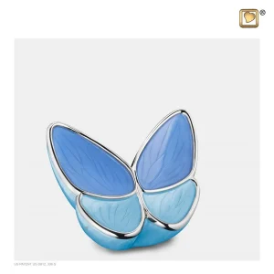 Blauwe vlinder urn mini