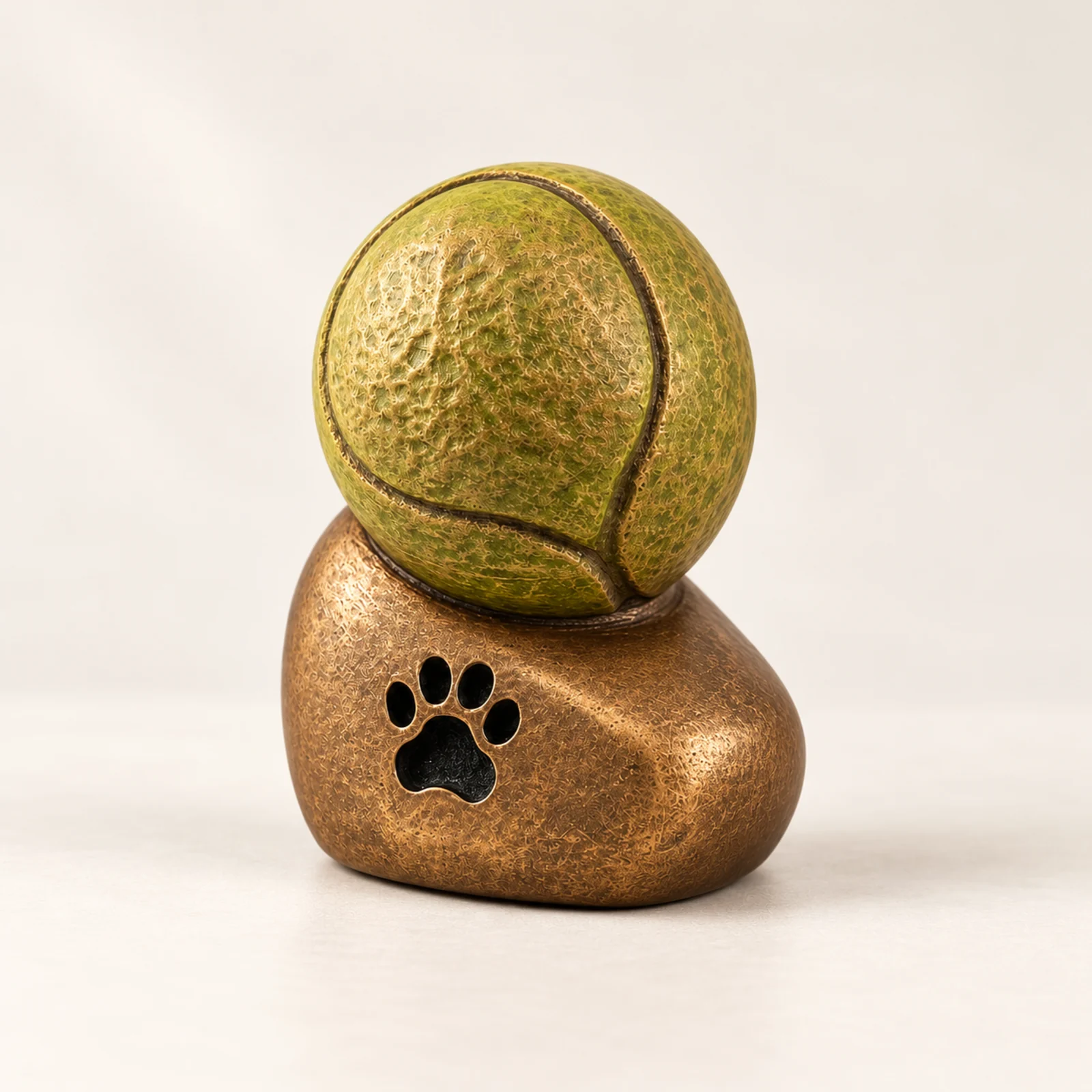 Zampetta™ dierenurn hondenpoot met tennisbal van schuin opzij