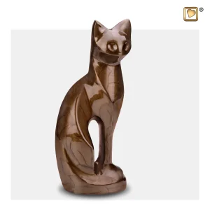 Dierenurn katvormig design bruin