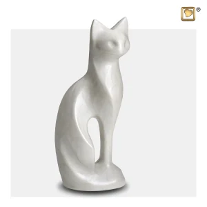 Dierenurn katvormig design wit