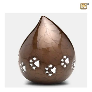 Dierenurn LoveDrop parelmoer bruin