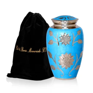 Grote Urn Blauw met Bloemen