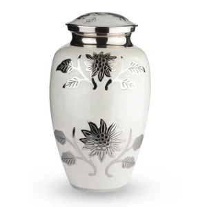 Grote Urn Wit met Bloemen