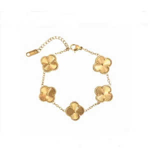 Klavertjes RVS As armband verguld