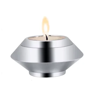 Mini edelstalen urn en waxinelichthouder – zilverkleurig