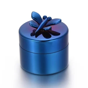 mini urn edelstaal – memory box, blauw met Vlinder