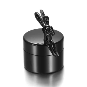 mini urn edelstaal – memory box, zwart met Engel