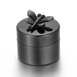 mini urn edelstaal – memory box, zwart met Vlinder