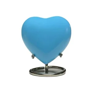 Mini urn messing hart lichtblauw