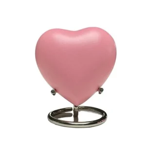 Mini urn messing hart lichtroze