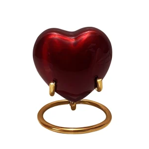 Mini urn messing hart rood