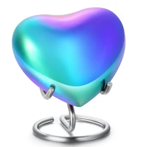 Mini urn rvs hart regenboog kleurig