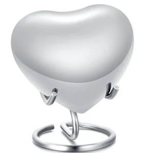Mini urn rvs hart zilverkleurig