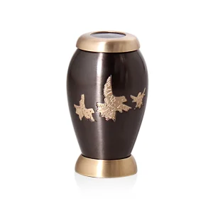 Mini urn vogel – Goudkleurige en donkergrijze kleur