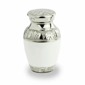 Mini urn wit parelmoer