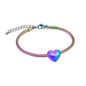 Regenboogkleurige hartje bedel inclusief armband