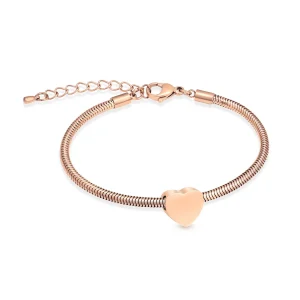 Rozé hartje bedel inclusief armband edelstaal