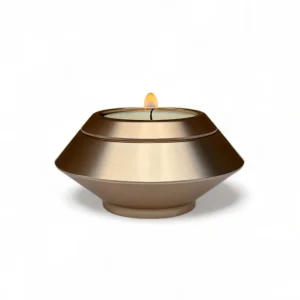 Rozé metalen mini urn en waxinelichthouder