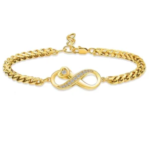 RVS Asarmband Infinity Zirkonia verguld