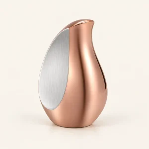 Aeterna™ mini urn in traanvorm, roségoudkleurig met zilverkleurig paneel