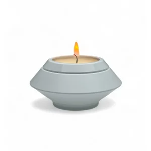 Witte metalen mini urn en waxinelichthouder