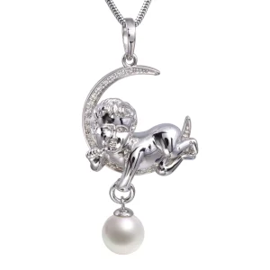 zilveren ashanger angel with pearl