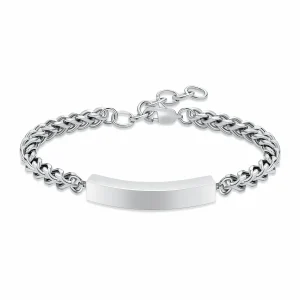 Zilverkleurige RVS asarmband graveerplaat heren dames
