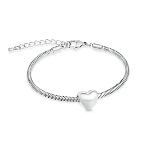Zilverkleurige rvs hartjes bedel inclusief armband