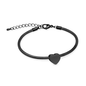 Zwarte hartje bedel inclusief armband edelstaal