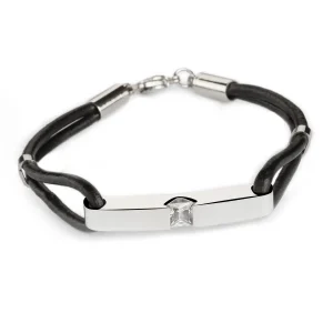 Zwarte leren as armband
