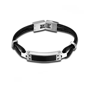 Zwarte leren as armband